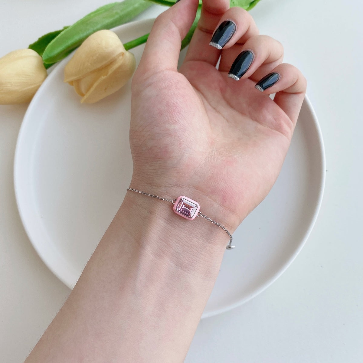 [AURORA]2.0 Carat Sparkling Colorful Emerald Cut Daily Bracelet