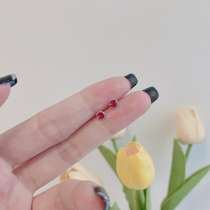 [AURORA]Sparkling Colorful Round Shape Earrings