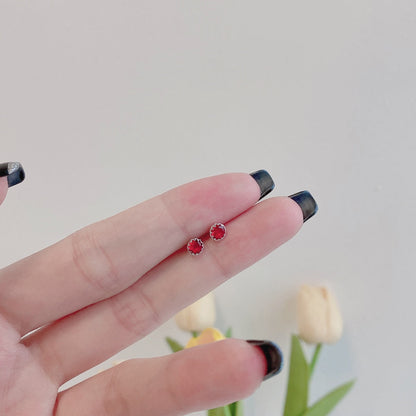 [AURORA]Sparkling Colorful Round Shape Earrings