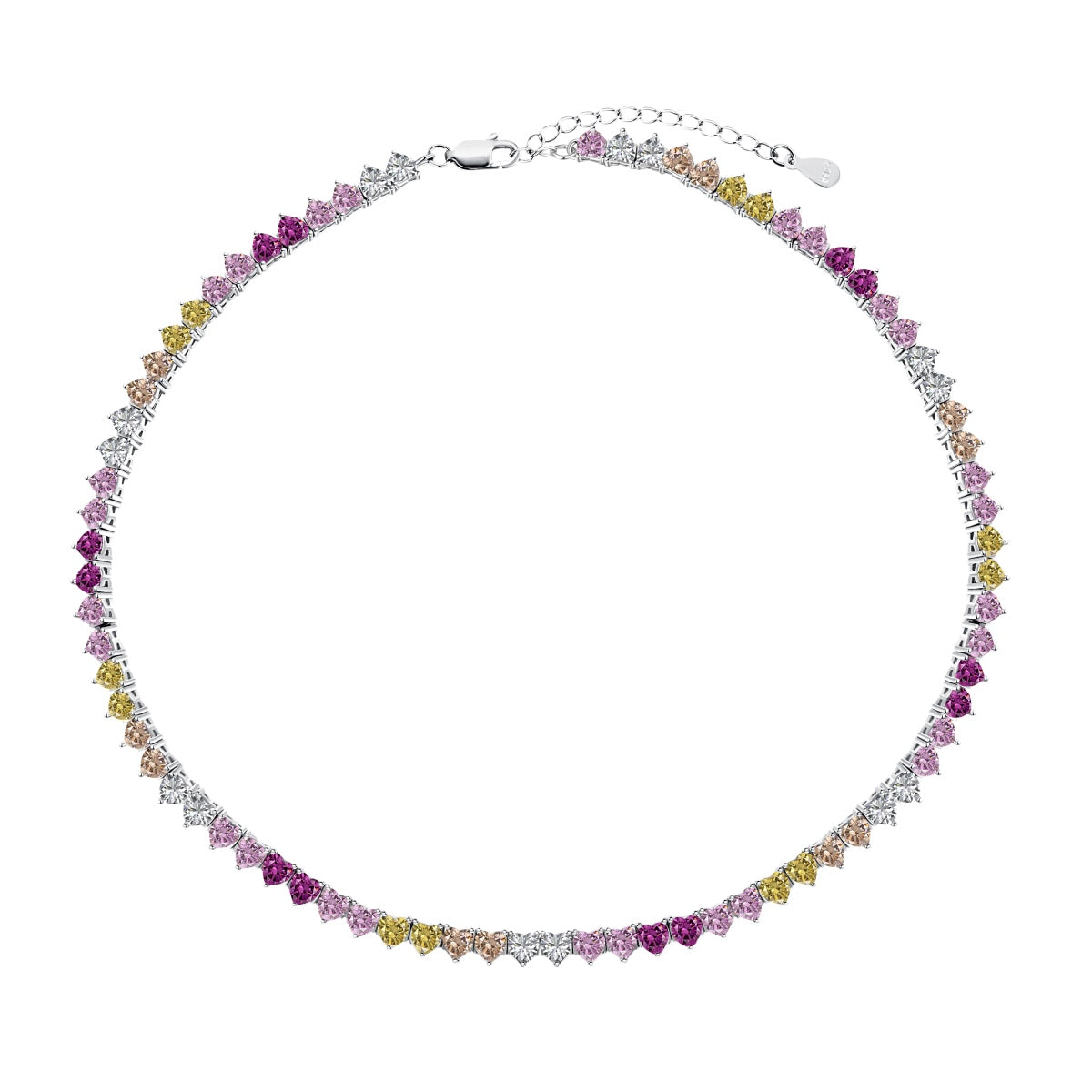 [AURORA]Sparkling Colorful Full Heart Tennis Necklace
