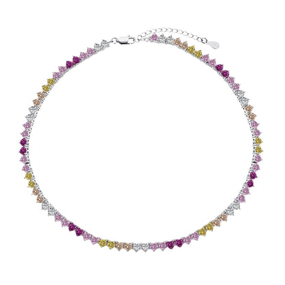 [AURORA]Sparkling Colorful Full Heart Tennis Necklace