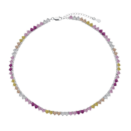 [AURORA]Sparkling Colorful Full Heart Tennis Necklace