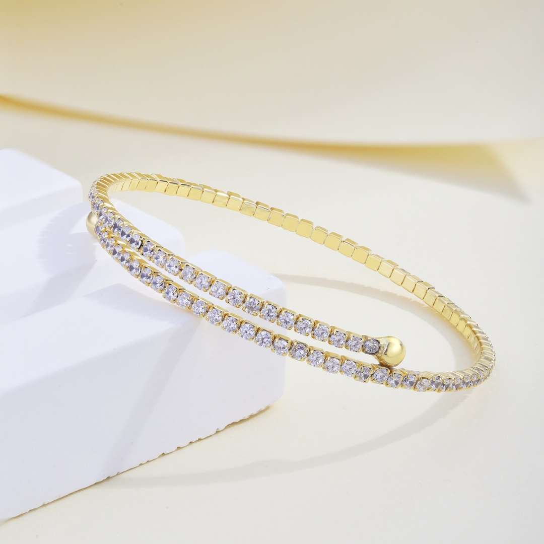 [AURORA]Row of Diamonds Round Fashion Bracelet