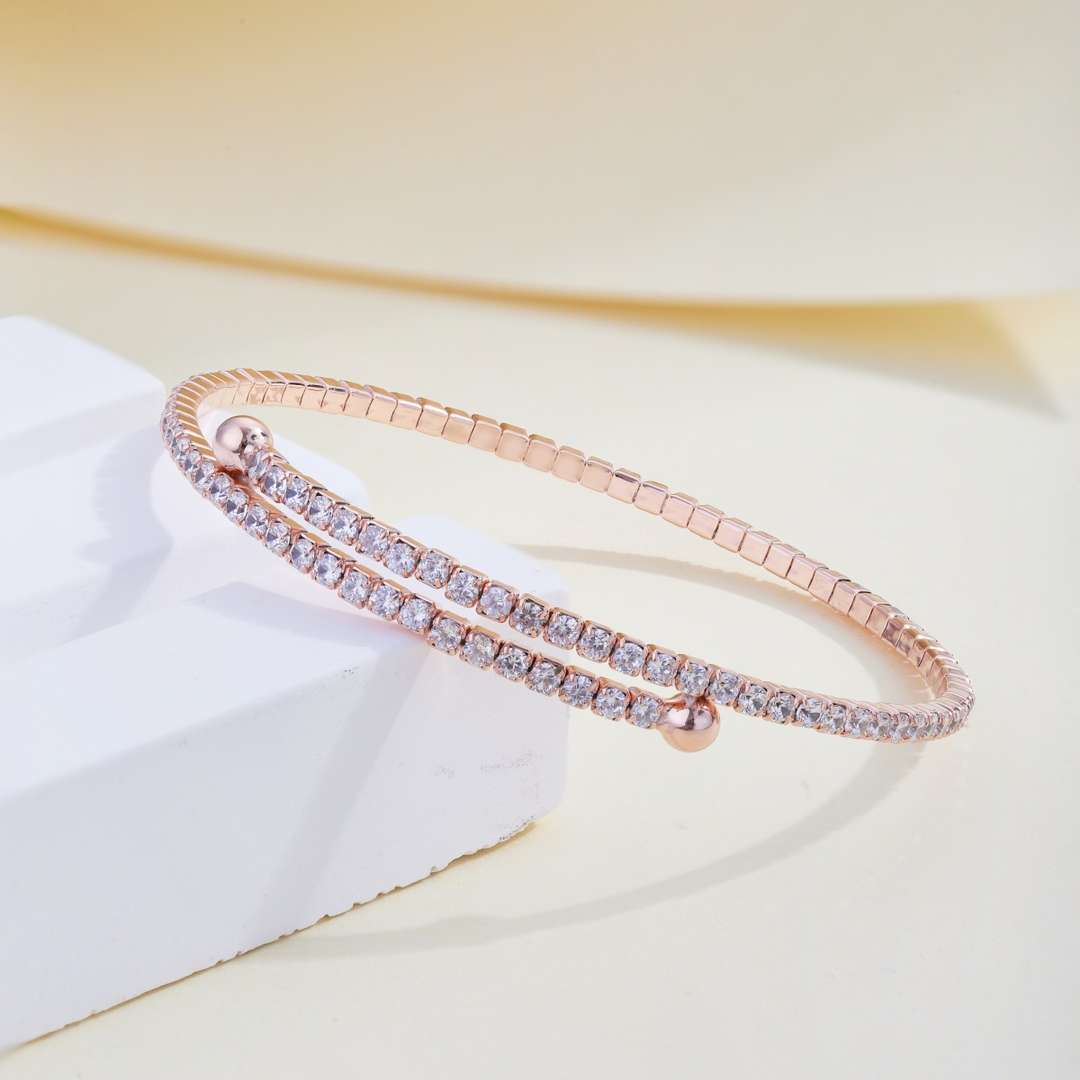 [AURORA]Row of Diamonds Round Fashion Bracelet
