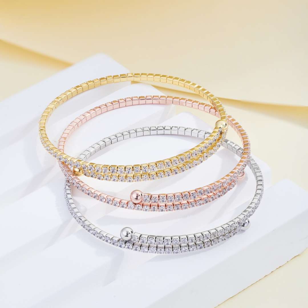 [AURORA]Row of Diamonds Round Fashion Bracelet