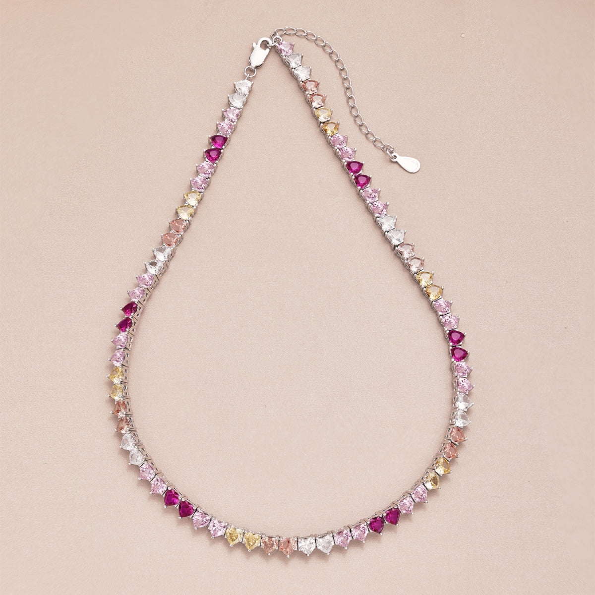 [AURORA]Sparkling Colorful Full Heart Tennis Necklace