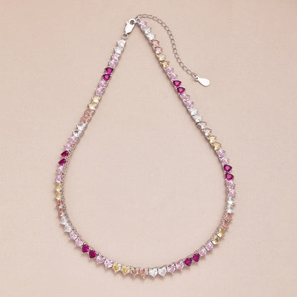 [AURORA]Sparkling Colorful Full Heart Tennis Necklace