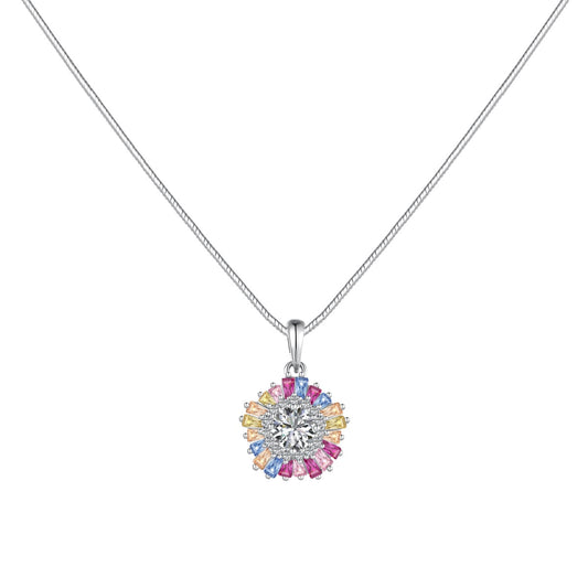 [AURORA]Enchanting Flower Colored Diamond Necklace