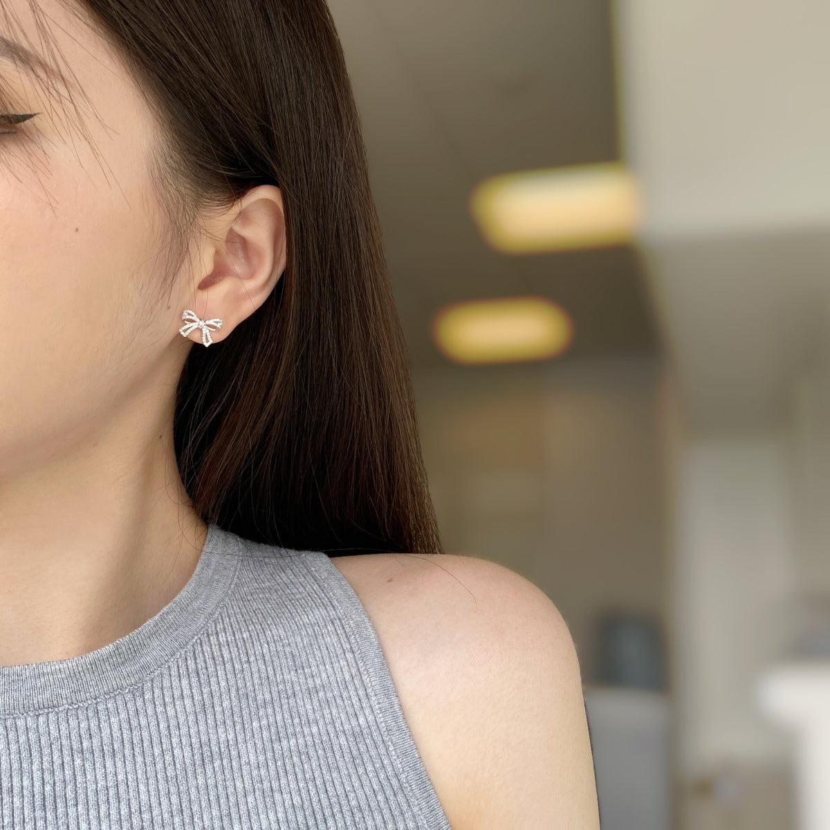 [AURORA]Dainty Bow Shape Earrings