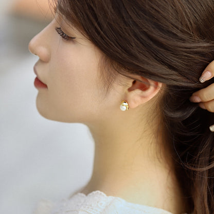 [AURORA]Dainty Bread Pearl Earrings