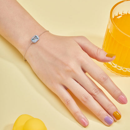 [AURORA]2.0 Carat Sparkling Colorful Emerald Cut Daily Bracelet