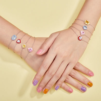 [AURORA]2.0 Carat Sparkling Colorful Emerald Cut Daily Bracelet