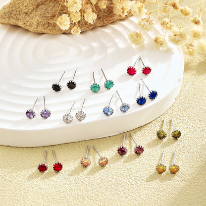 [AURORA]Sparkling Colorful Round Shape Earrings