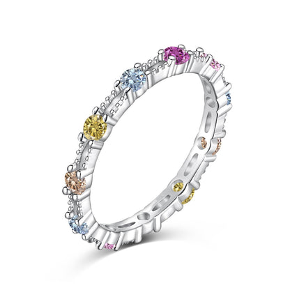 [AURORA]Sparkling Colorful Round Cut Tennis Ring