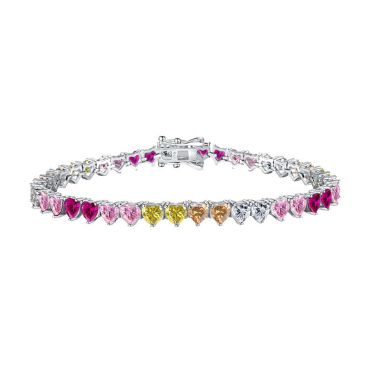 [AURORA]Luxurious Colorful Romantic Heart Shape Lover Bracelet