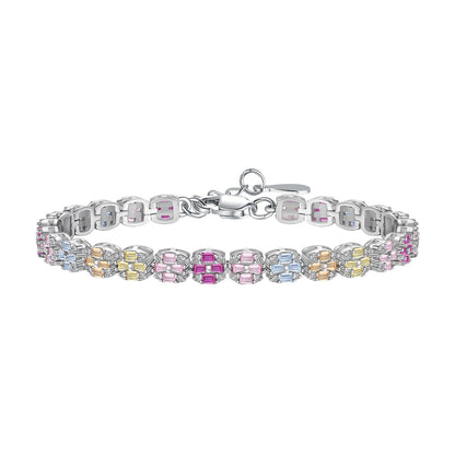 [AURORA]Delicate Colorful Emerald Cut Daily Bracelet