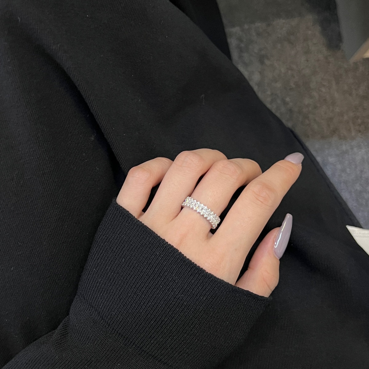 [AURORA]Splashy Ornate Emerald Cut Cocktail Ring