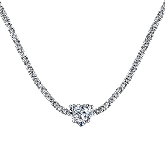 [AURORA]2.0 Carat Sparkling Tennis Heart Cut Necklace
