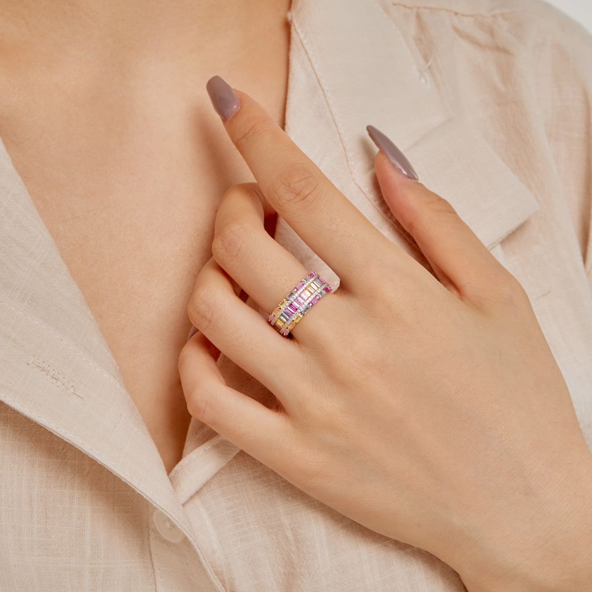 [AURORA]Dazzling Colorful Radiant Cut Party Ring
