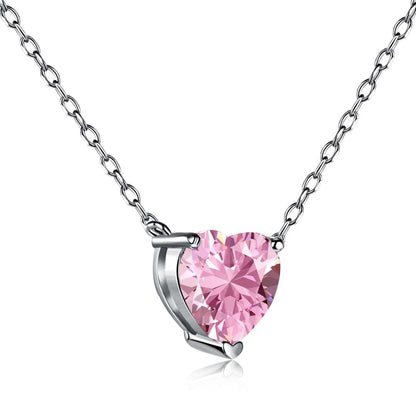 [AURORA]Heart Shape Main Stone Pendant Collarbone Necklace