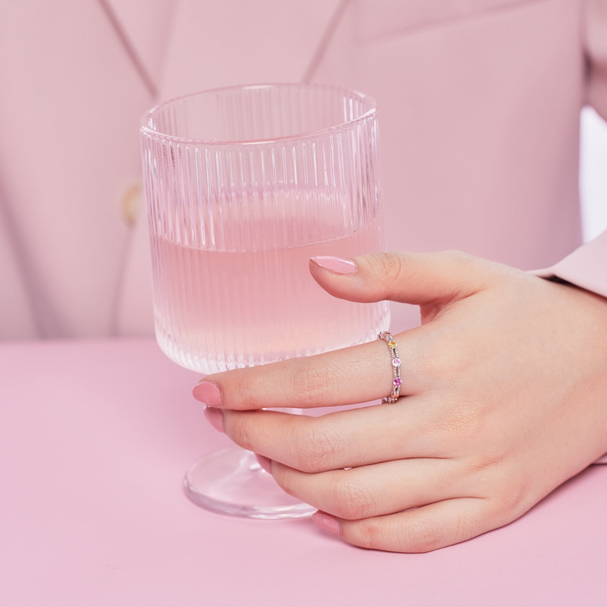 [AURORA]Sparkling Colorful Round Cut Tennis Ring