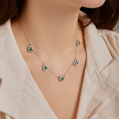 [AURORA]Sparkling Five Heart Necklace