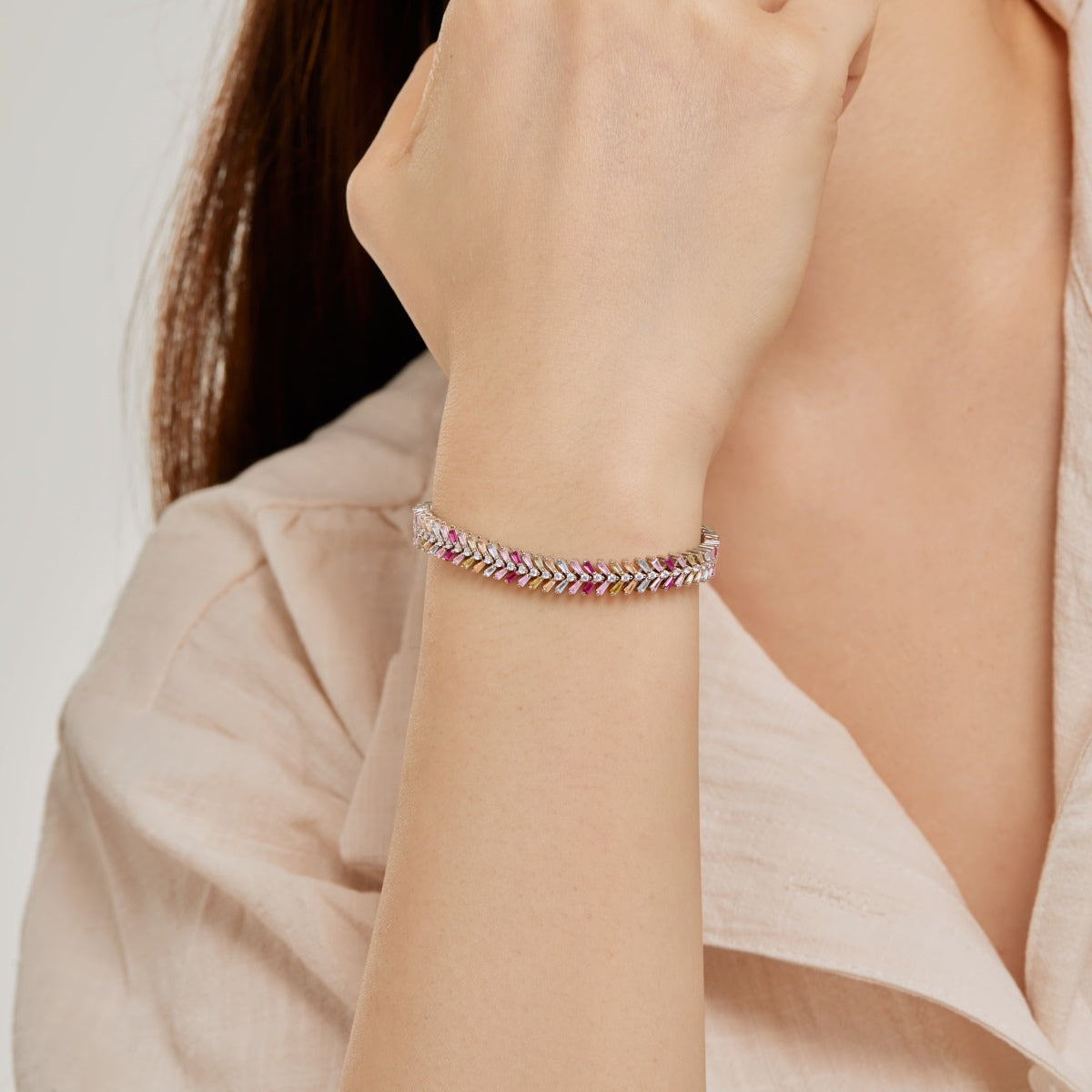 [AURORA]Dainty Radiant Emerald Cut Daily Bracelet