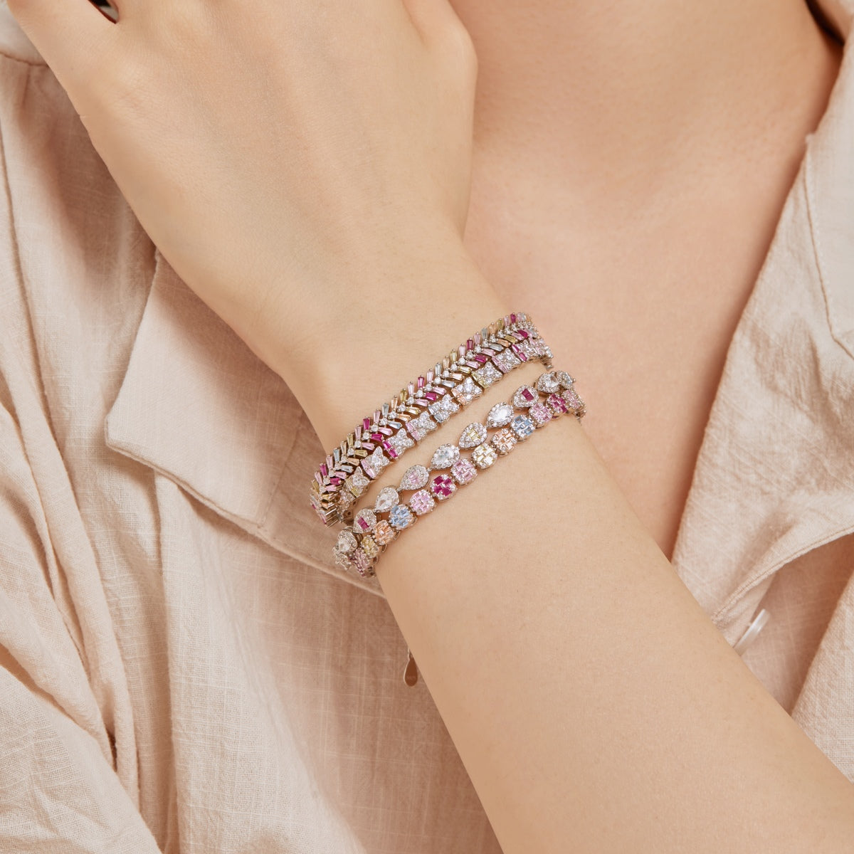 [AURORA]Dainty Radiant Emerald Cut Daily Bracelet