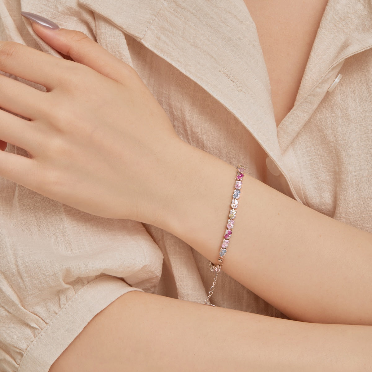 [AURORA]Ornate Colorful Flower Shape Party Bracelet