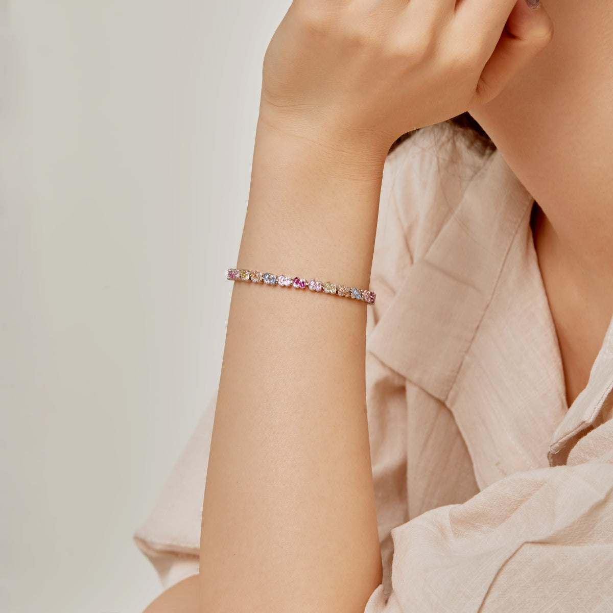 [AURORA]Ornate Colorful Flower Shape Party Bracelet