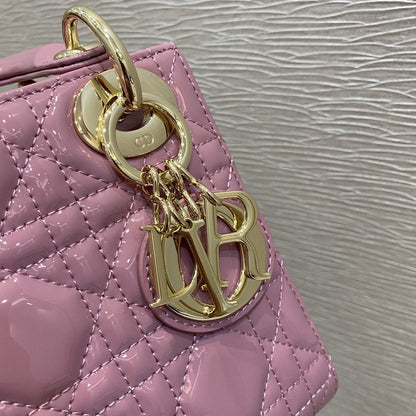 MINI LADY BAG 17 PINK PATENT CALFSKIN