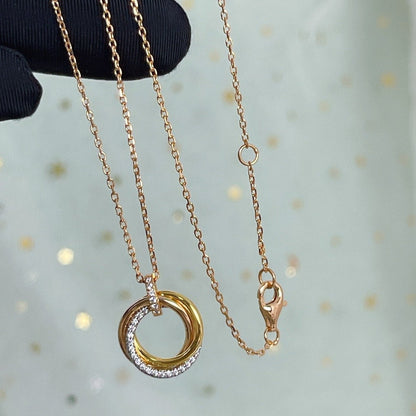 [AURORA]TRINITY NECKLACE SILVER GOLD PINK GOLD DIAMONDS