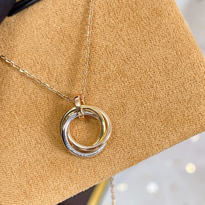 [AURORA]TRINITY NECKLACE SILVER GOLD PINK GOLD DIAMONDS