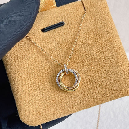 [AURORA]TRINITY NECKLACE SILVER GOLD PINK GOLD DIAMONDS