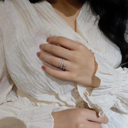 [AURORA]JUSTE RING 1.8MM SILVER DOUBLE ROW DIAMONDS