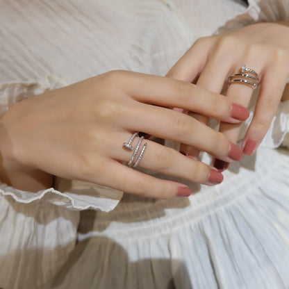 [AURORA]JUSTE RING 1.8MM SILVER DOUBLE ROW DIAMONDS