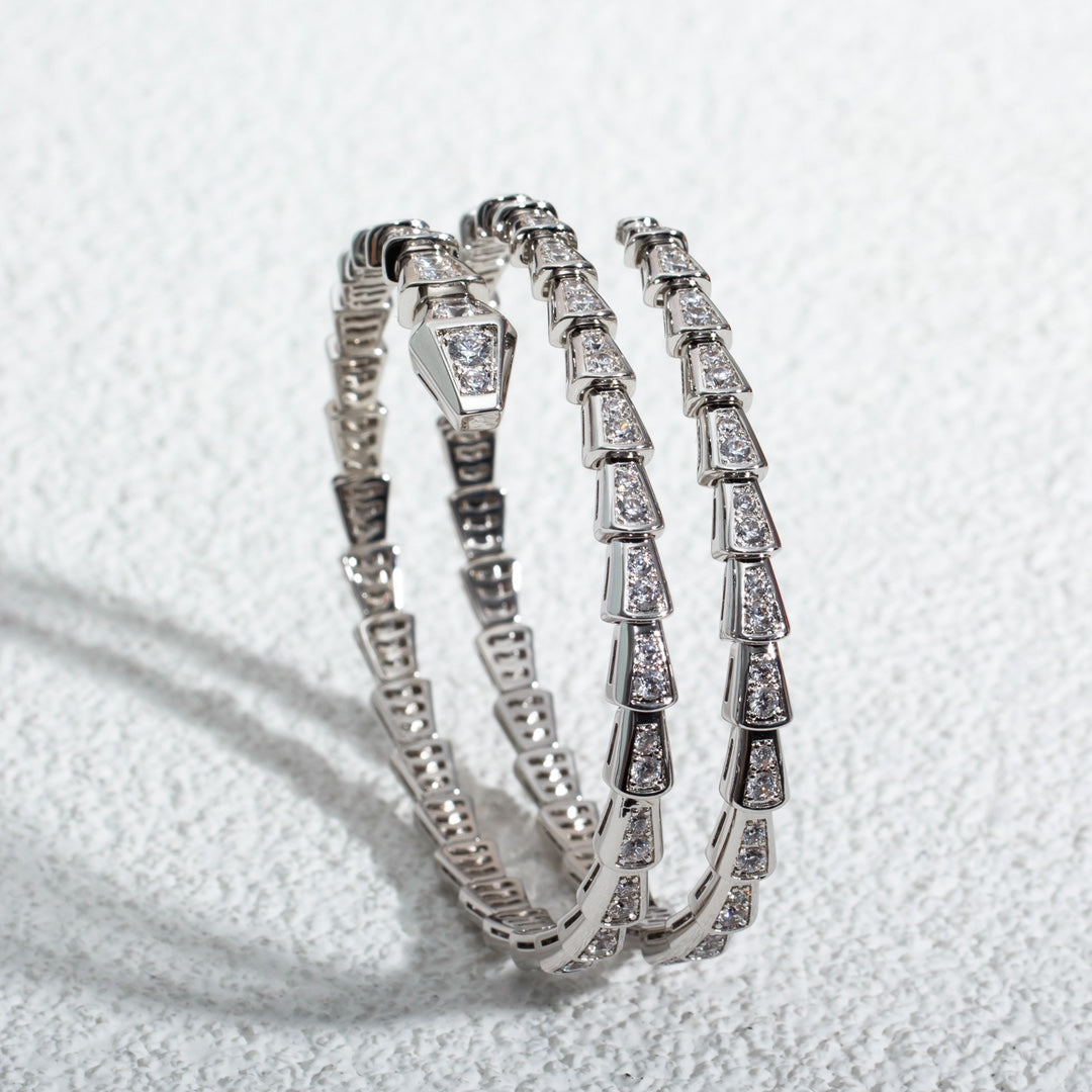 [AURORA]SERPENTI BRACELET SILVER DIAMOND DOUBLE ROW