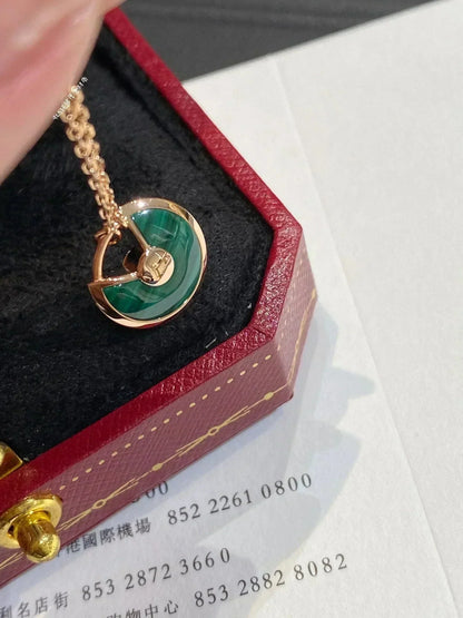 [AURORA]AMULETTE ROSE GOLD MALACHITE NECKLACE