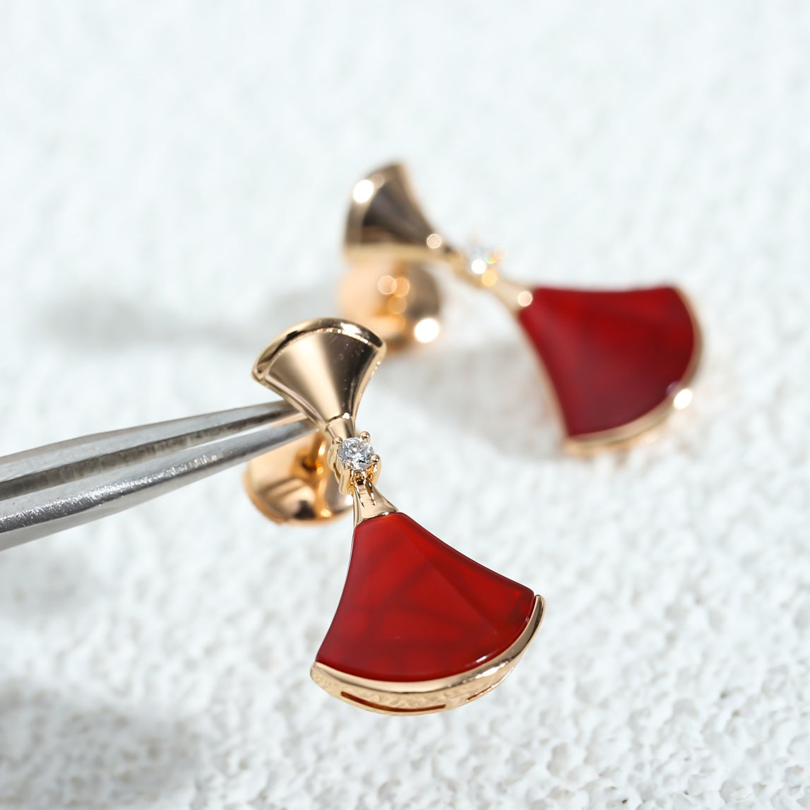 [AURORA]DREAM Carnelian PINK GOLD EARRINGS