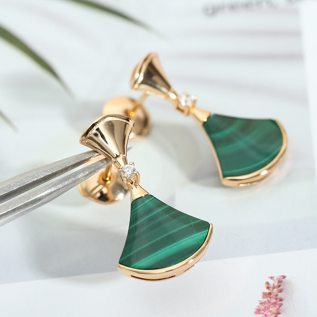 [AURORA]DREAM MALACHITE PINK GOLD EARRINGS