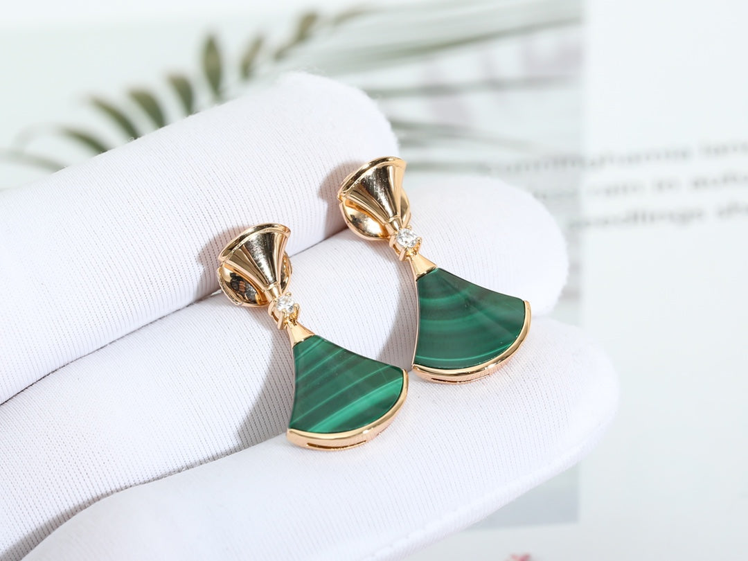 [AURORA]DREAM MALACHITE PINK GOLD EARRINGS