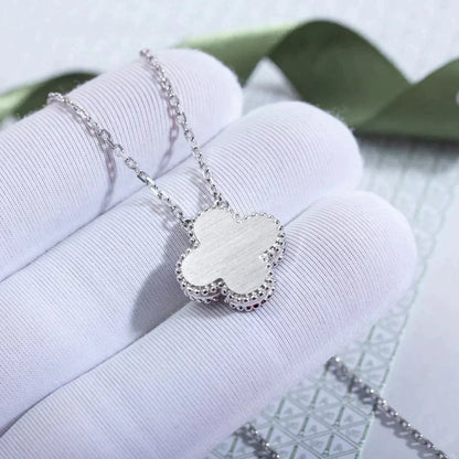[AURORA]CLOVER  15MM DIAMOND LASER NECKLACE SILVER