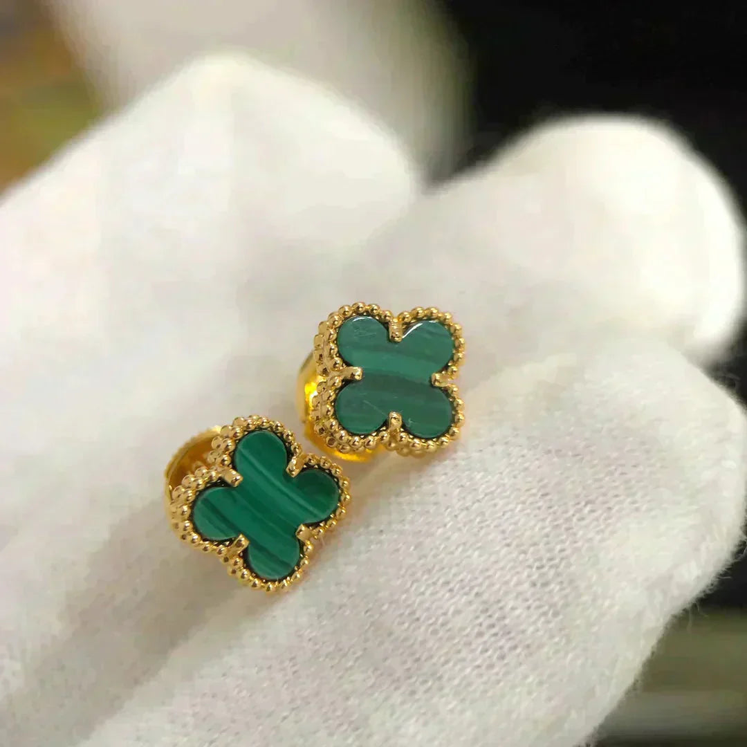 [AURORA]CLOVER MINI 9.5MM MALACHITE  EARRINGS
