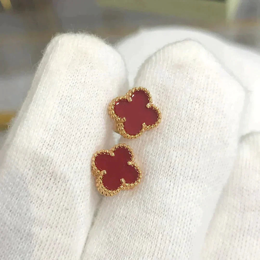 [AURORA]CLOVER MINI 9.5MM CARNELIAN EARRINGS