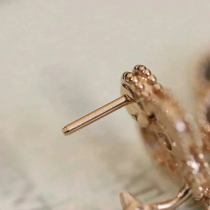 [AURORA]CLOVER MEDIUM 1 MOTIFS FUll DIAMOND EARRINGS