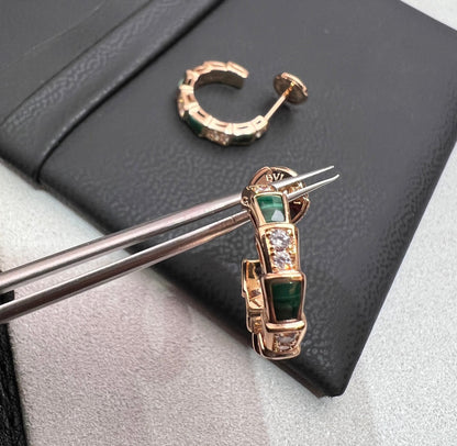[AURORA]SERPENTI MALACHITE PINK GOLD EARRINGS