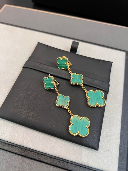 [AURORA]CLOVER MALACHITE 3 MOTIFS GOLD