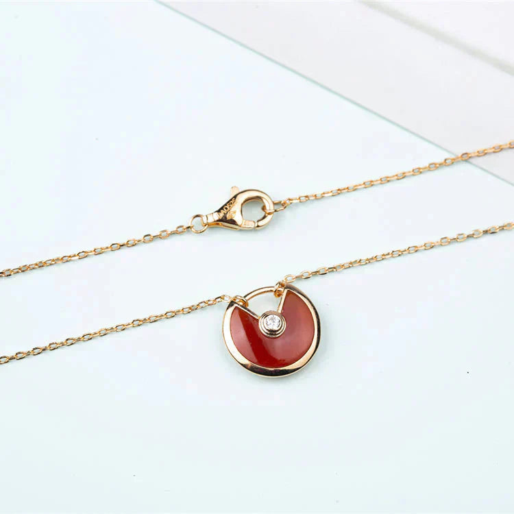 [AURORA]AMULETTE GOLD CARNELIAN ONYX NECKLACE