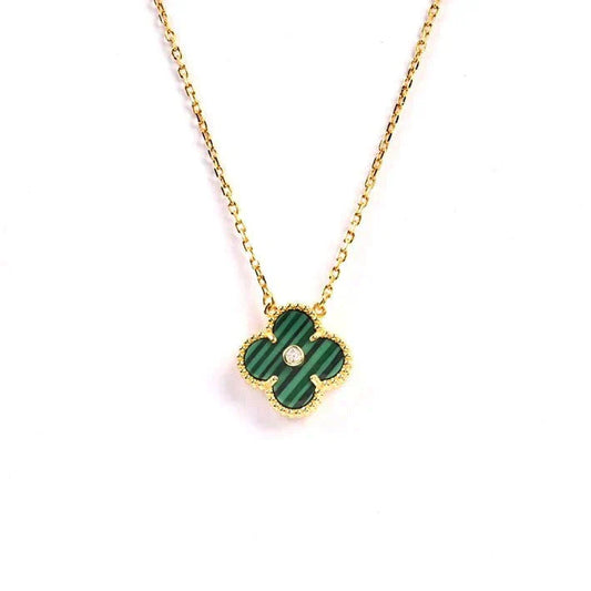[AURORA]CLOVER 15MM DIAMOND TURQUOISE NECKLACE