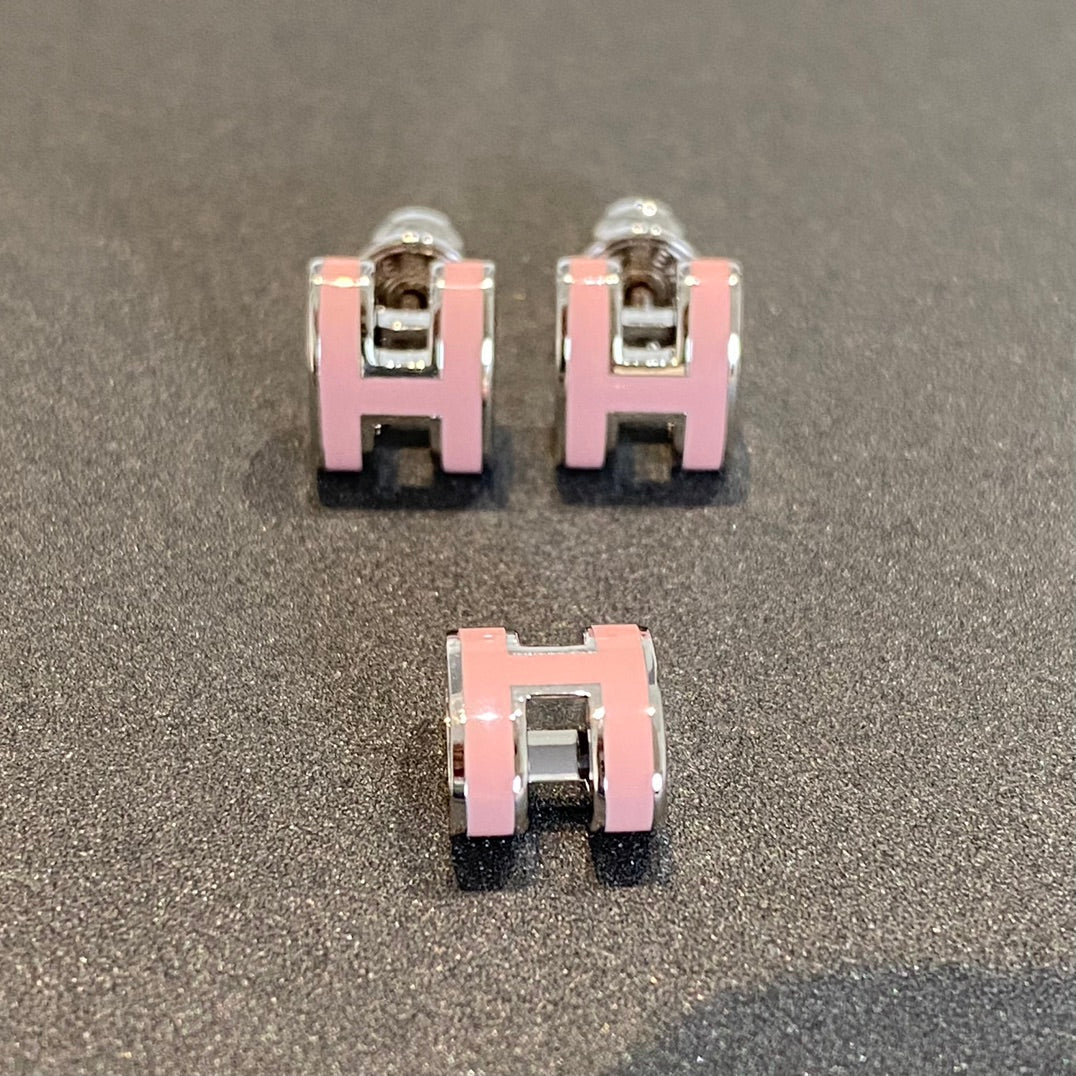 [AURORA]MINI POP H SILVER EARRINGS PINK